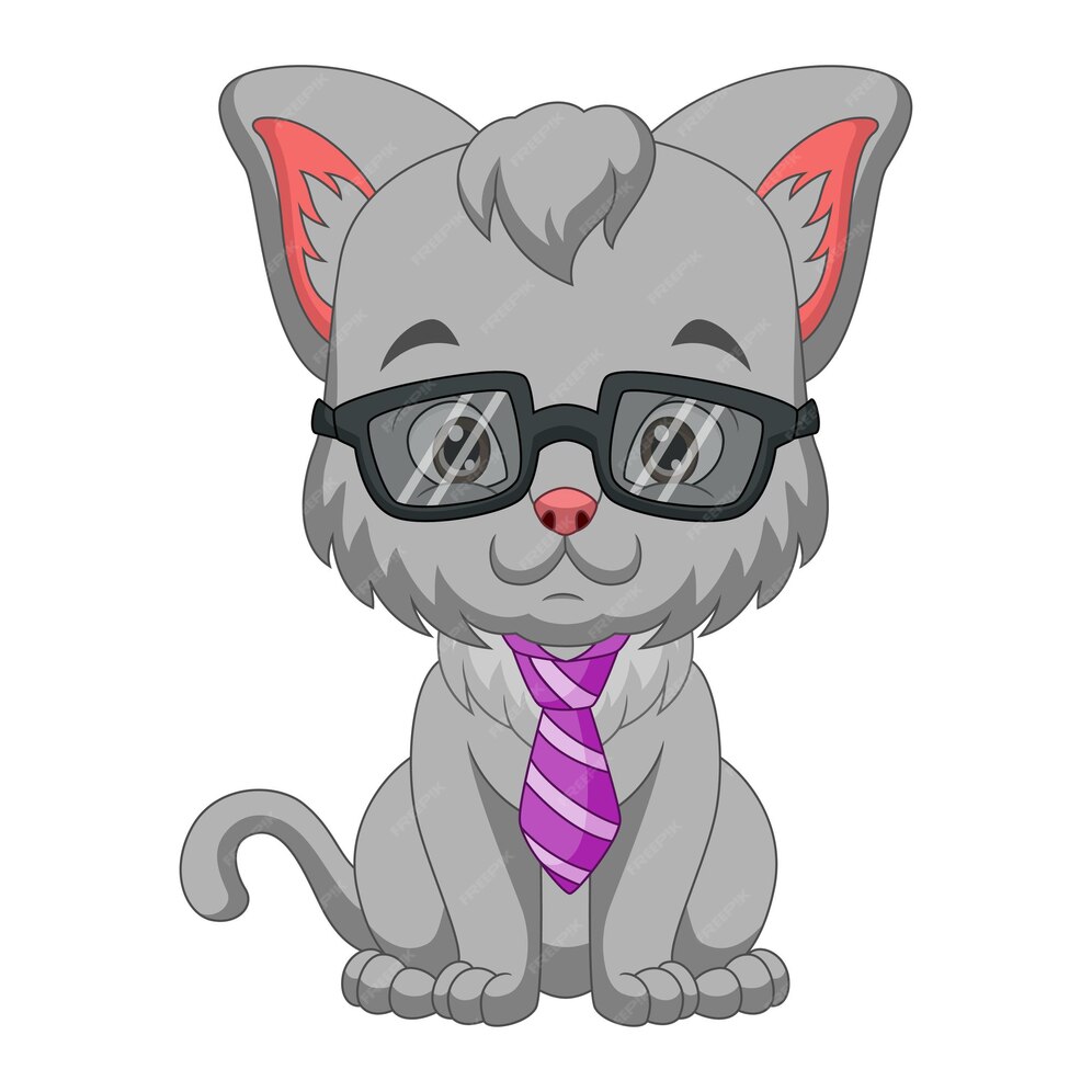 Dibujos Animados Lindo Gato En Gafas De Sol Y Corbata Vector Premium 6944