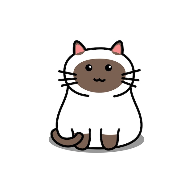 Dibujos Animados Lindo Gato Siamés Aislado En Blanco Vector Premium 8292