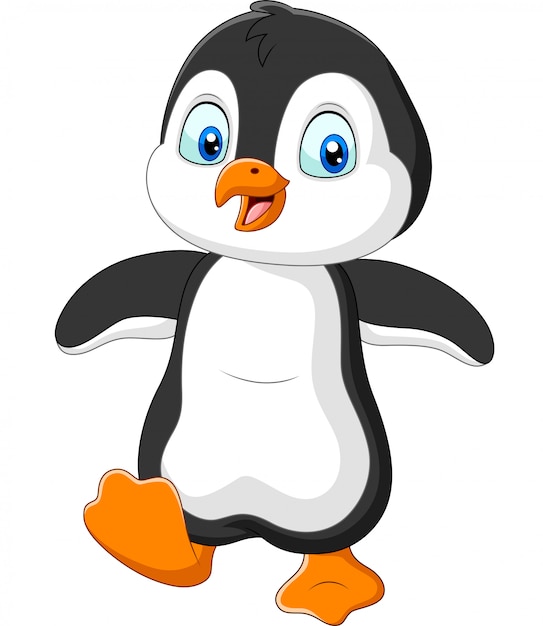 Dibujos animados lindo pingüino Vector Premium