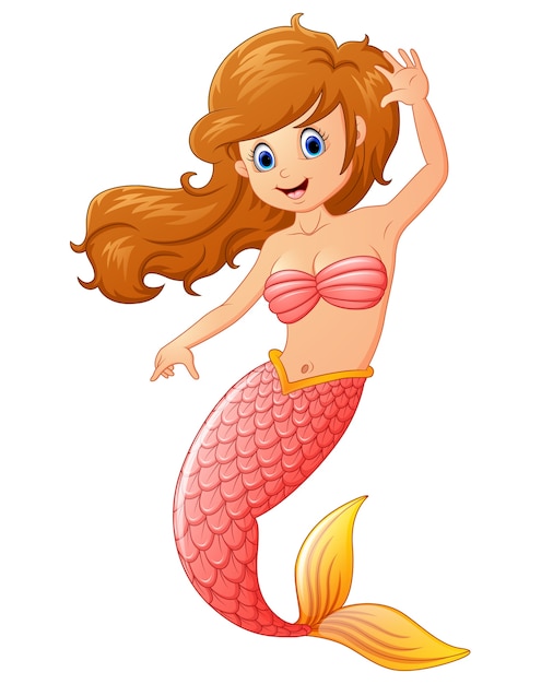 Dibujos animados lindo sirena | Vector Premium