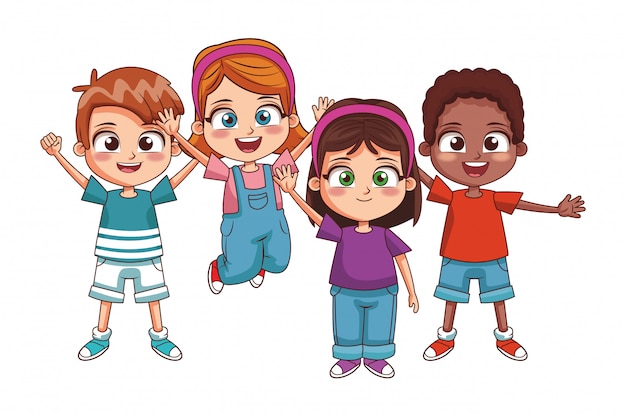 Dibujos animados de niños felices | Vector Premium