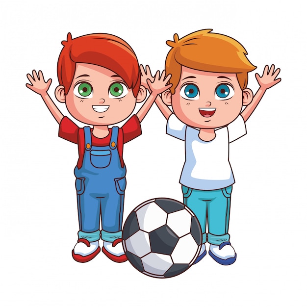 Dibujos animados de niños lindos Vector Premium