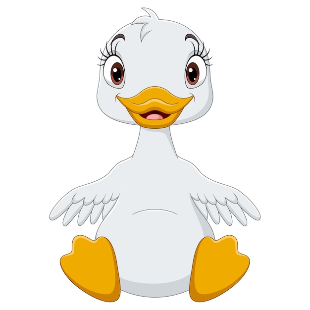 Dibujos Animados De Pato Lindo Beb Sentado Vector Premium