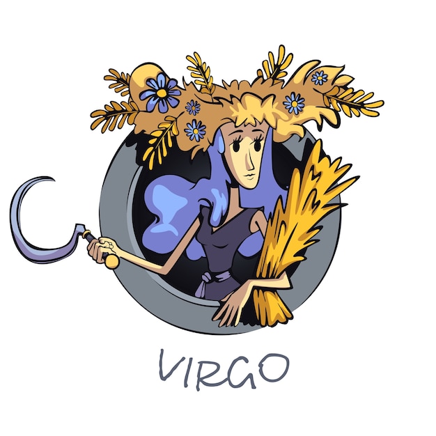 Dibujos Animados Planos De Mujer De Signo Del Zodiaco Virgo Personalidad Del Simbolo Astrologico Nina En