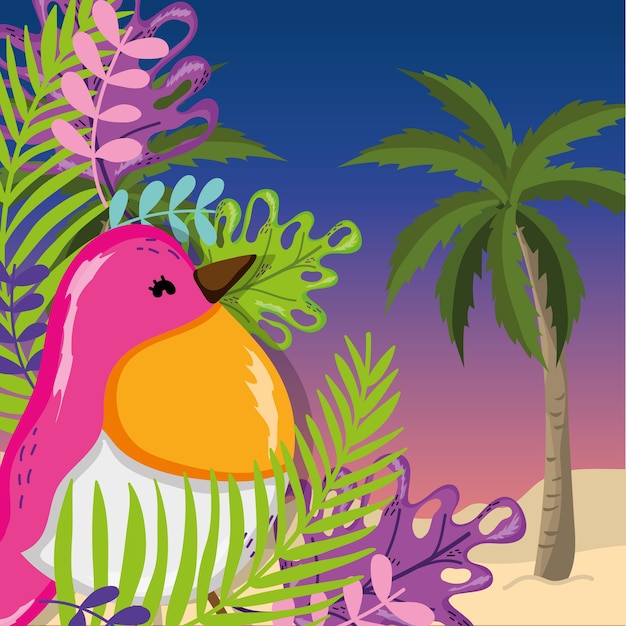 Dibujos Animados De Playa Tropical Paisaje Tema Vector Premium 8672