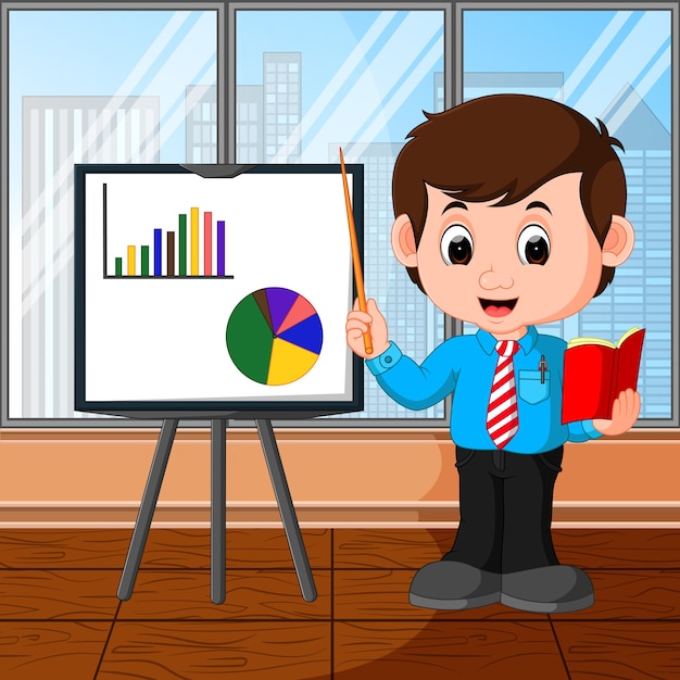 Dibujos animados de presentación de empresario | Vector Premium