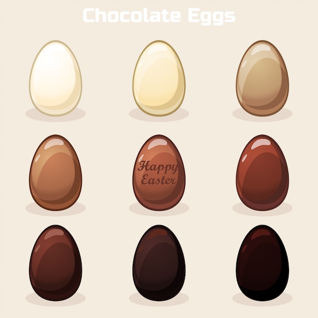 Dibujos Animados Vector Pascua Huevos De Chocolate Vector Premium