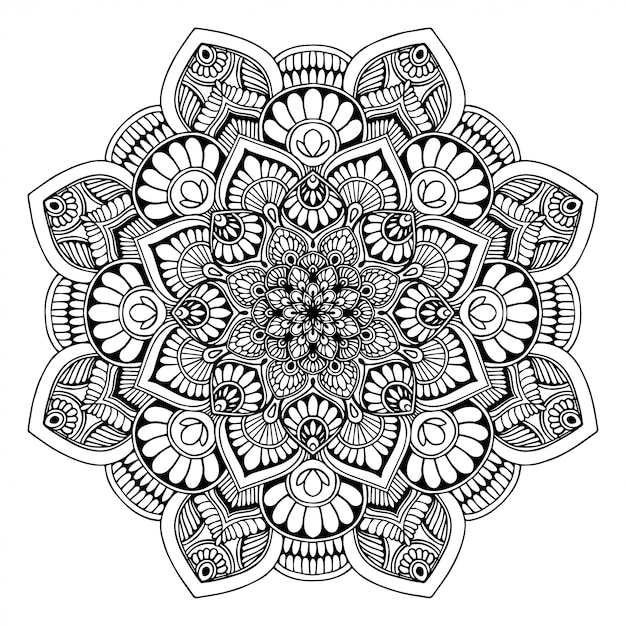 Download Dibujos de mandalas, terapia oriental, yoga. | Vector Premium