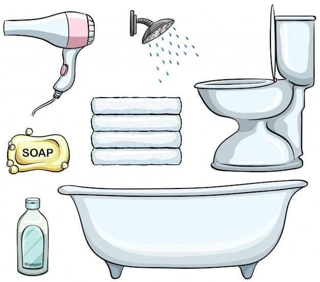Diferentes tipos de objetos de baño | Vector Gratis