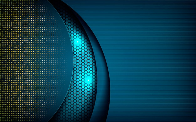 Dimensión abstracta azul sobre fondo oscuro del hexágono Vector Premium
