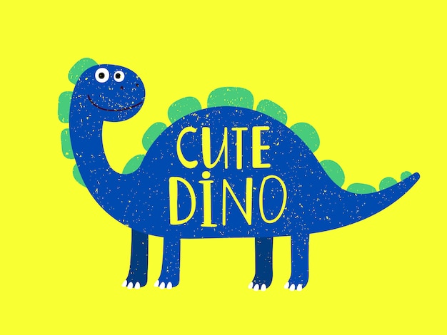 Dinosaurio Lindo De Dibujos Animados En Amarillo Vector Premium