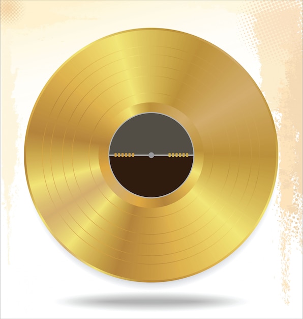 Disco De Vinilo Dorado Vector Premium