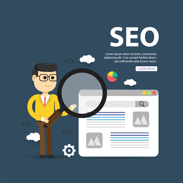 Diseño de análisis web de ilustración plana, optimización seo Vector Premium