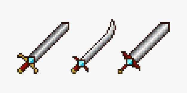 Diseño de armas en pixel art. | Vector Premium