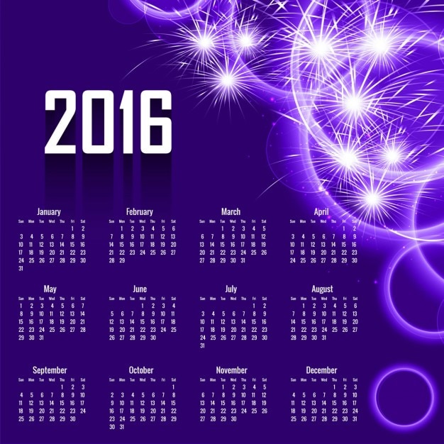 Diseño De Calendario Abstracto De 2016 En Color Morado Vector Gratis 2335