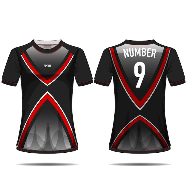 Diseño de camiseta deportiva negra Vector Premium