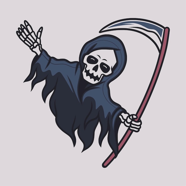 Dise O De Camiseta Vintage Grim Reaper Feliz Ilustraci N Vector Premium