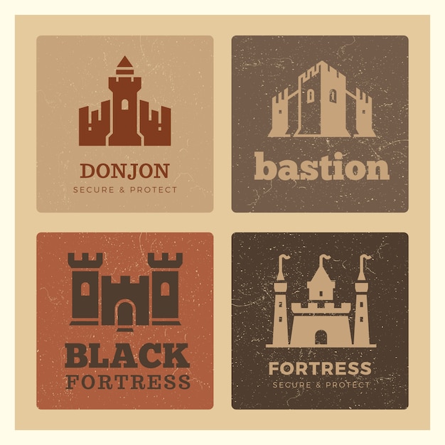 Diseño de castillos, fortalezas, baluarte. Vector Premium