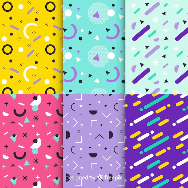Diseño de colección de patrones gráficos de memphis vector gratuito