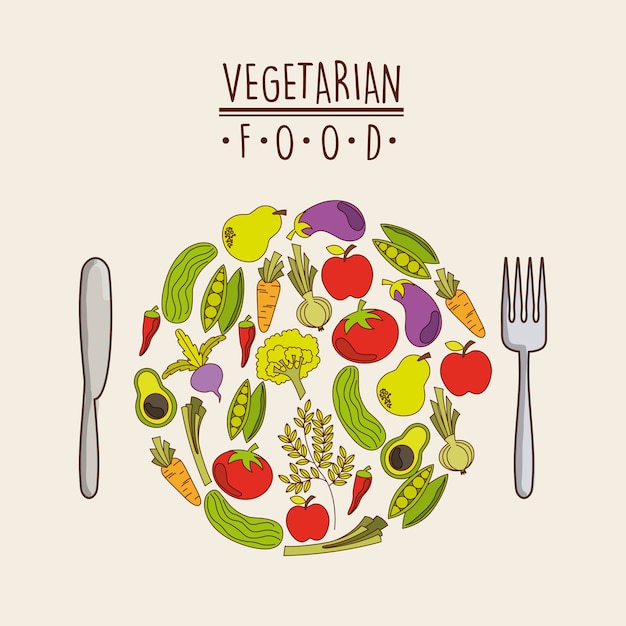 Diseño De Comida Vegetariana Ilustración Vectorial Gráfico Eps10 Vector Premium