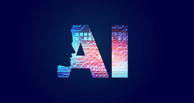 Diseño de concepto de inteligencia artificial con rostro. vector gratuito