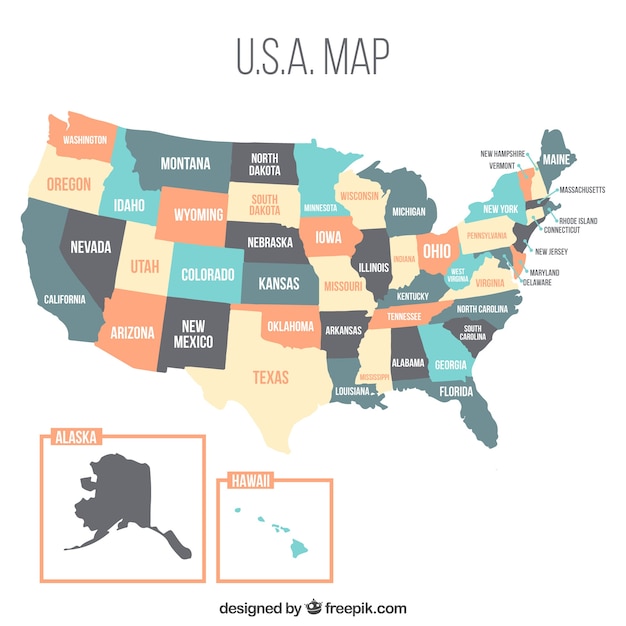 Diseño De Mapa De Estados Unidos Con Colores Pastel Descargar Vectores Gratis 6631