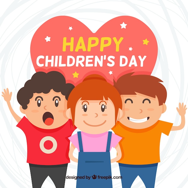 Diseno Para El Dia Del Nino Con Ninos Alegres Vector Gratis