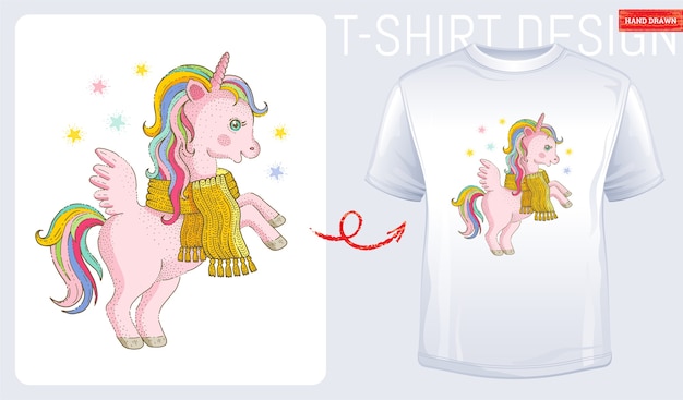 Diseno De Estampado De Camiseta De Unicornio De Invierno Cute Dibujos Animados Para Bebe Nino Moda