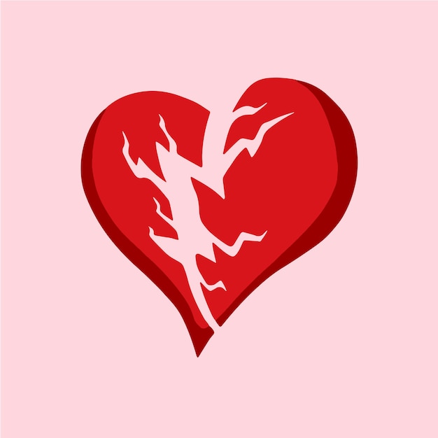 Diseño Icono Símbolo Forma Corazón Roto Rojo Amor Ilustración Vector