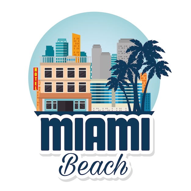 Diseño De Ilustración De Vector De Escena De Paisaje Urbano De Miami ...