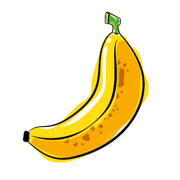 Diseño de ilustración de vector de fruta fresca y saludable de plátano