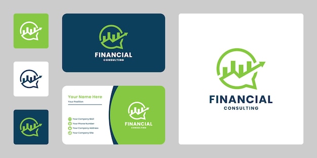 Diseño de logotipo de consultor de crecimiento financiero con plantilla de tarjeta de visita