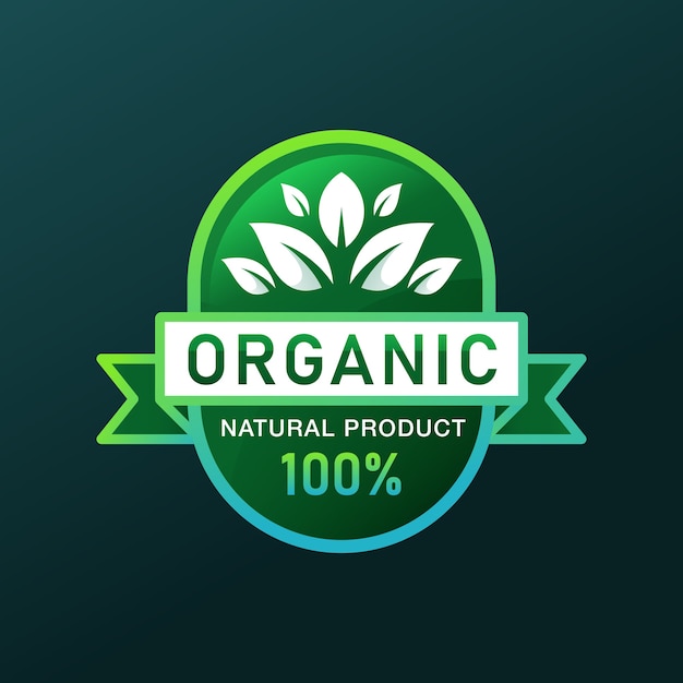 Diseño De Logotipo Emblema O Insignia De Producto Natural 100 Orgánico Degradado Vector Premium 6378