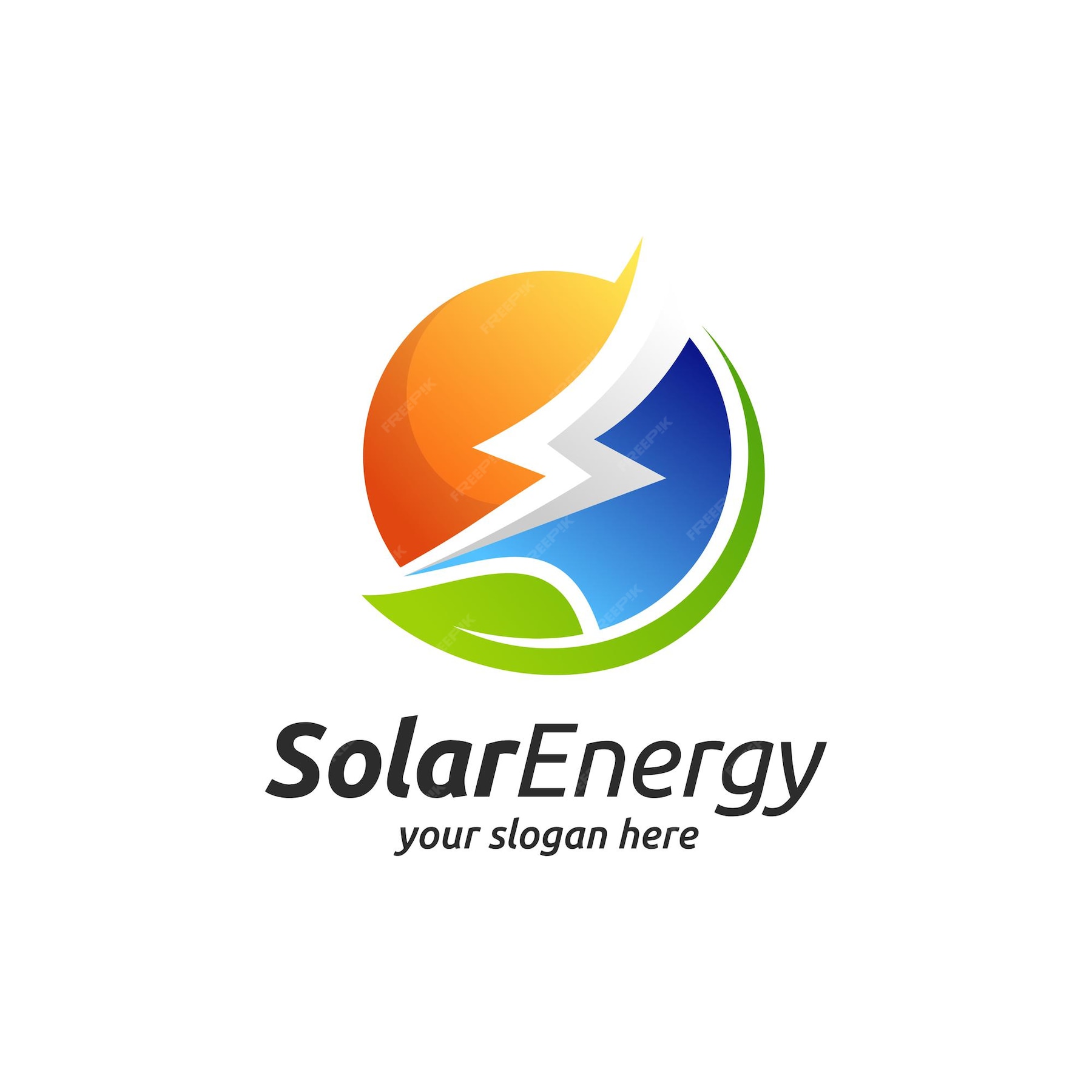 Diseño De Logotipo De Energía Solar Con Concepto De Perno De Trueno
