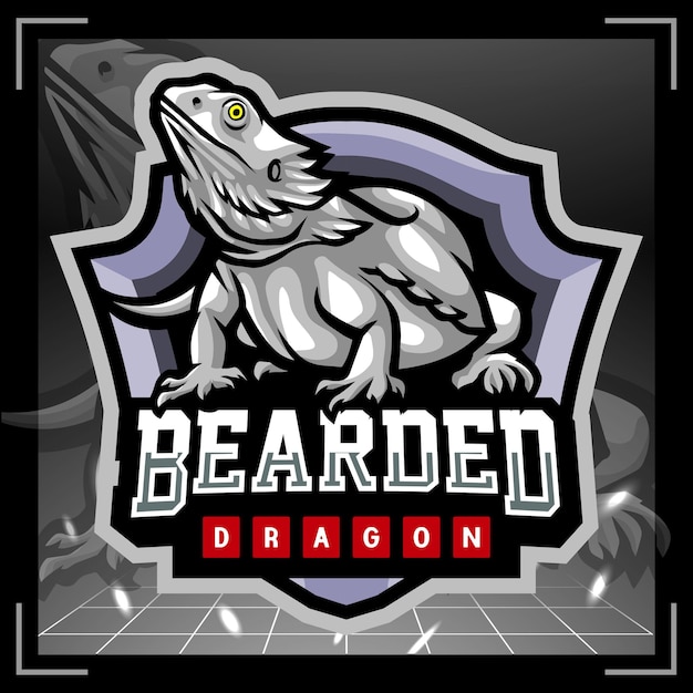 Dise O De Logotipo De Esport De Mascota De Drag N Barbudo Vector Premium