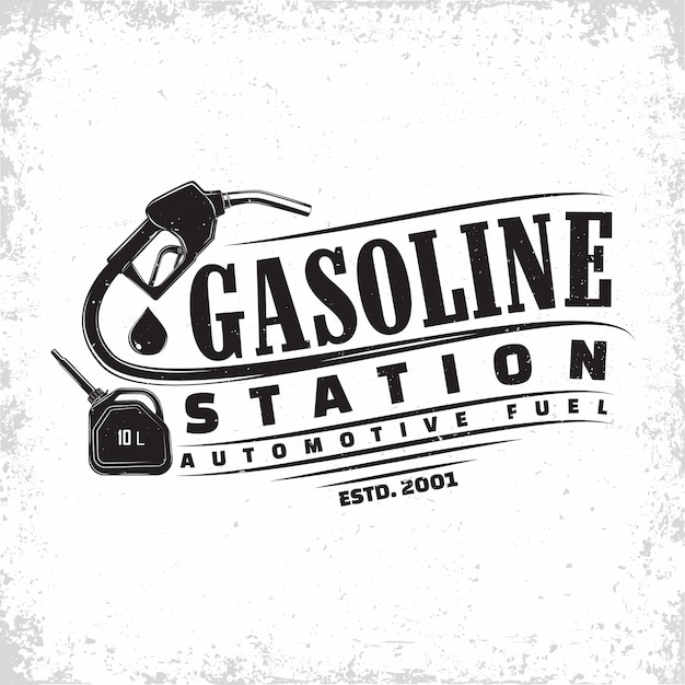 Diseño de logotipo de gasolinera vintage, emblema de gasolinera