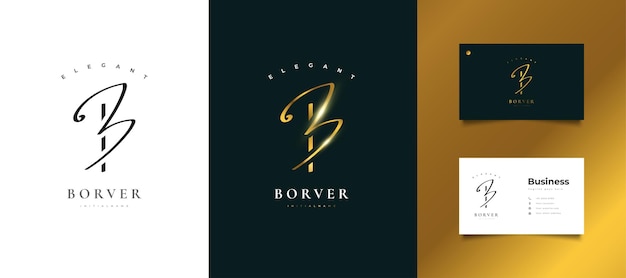 Diseño De Logotipo Gold Letter B En Elegante Estilo De Escritura A Mano ...