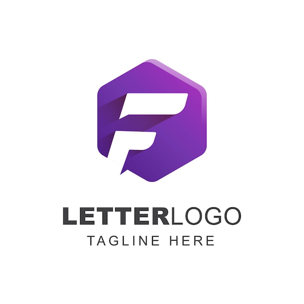 Diseno De Logotipo Letra F Con Forma Geometrica Vector Premium