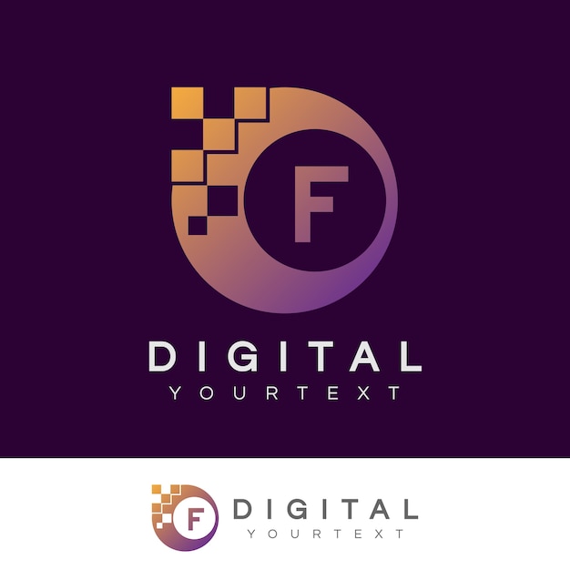 Diseno De Logotipo Letra F Inicial Digital Vector Premium