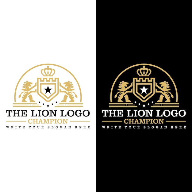 Diseño De Logotipo De Lujo Golden Royal Lion King Vector Premium