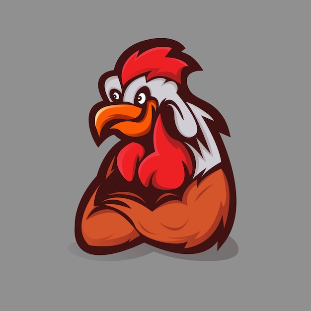 Diseño de logotipo de mascota de gallo de pollo con estilo de concepto