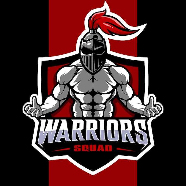 Diseño de logotipo de mascota warrior squad esport Vector Premium