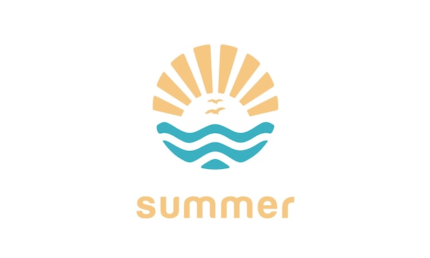 Diseño de logotipo de playa de verano Vector Premium