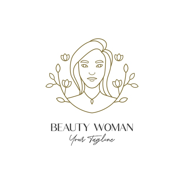 Diseño De Logotipo De Rostro De Mujer De Belleza Vector Premium