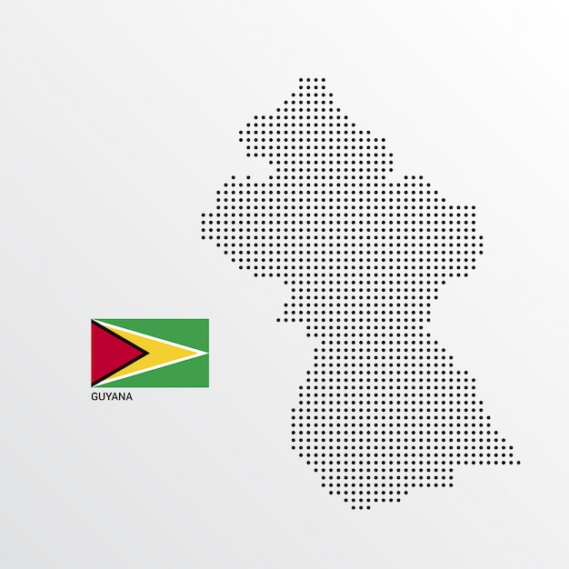 Dise O De Mapa De Guyana Con Bandera Y Vector De Fondo Claro Vector