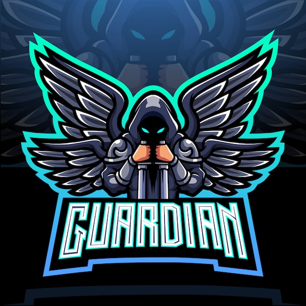 Diseño De La Mascota Del Logotipo De Esport Del ángel Guardián Vector Premium