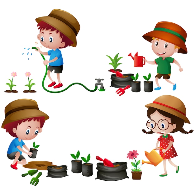 Diseño de niños en el jardín | Vector Gratis