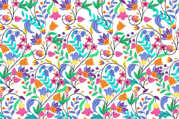 Diseño de papel tapiz floral exótico colorido Vector Gratis