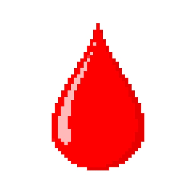 Diseño De Pixel Art De Una Gota De Sangre Ilustración Vectorial Gota De Sangre Roja En Estilo 1205