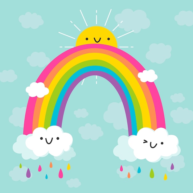 Diseño plano colorido del arco iris Vector Gratis